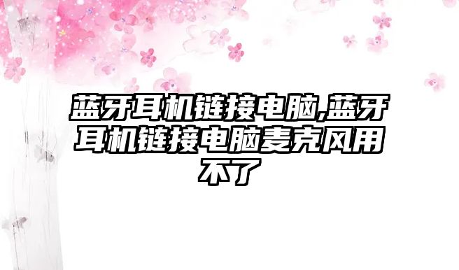 藍牙耳機鏈接電腦,藍牙耳機鏈接電腦麥克風(fēng)用不了