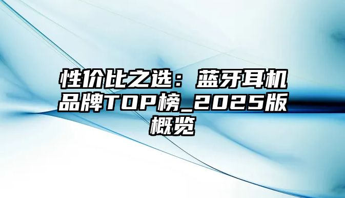 性價(jià)比之選：藍(lán)牙耳機(jī)品牌TOP榜_2025版概覽