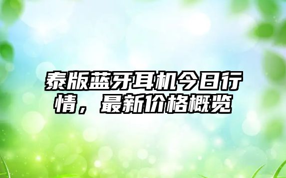 泰版藍牙耳機今日行情，最新價格概覽
