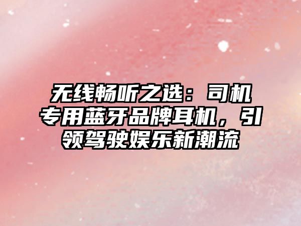 無線暢聽之選：司機專用藍牙品牌耳機，引領(lǐng)駕駛娛樂新潮流