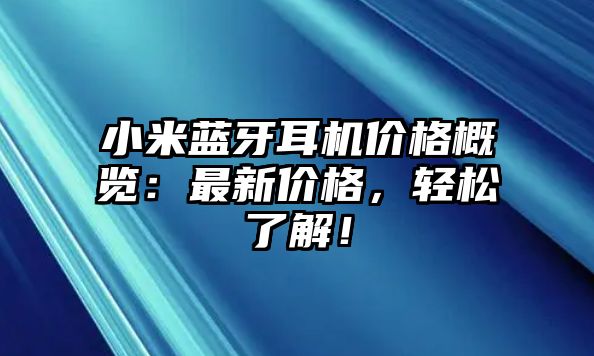 小米藍牙耳機價格概覽：最新價格，輕松了解！