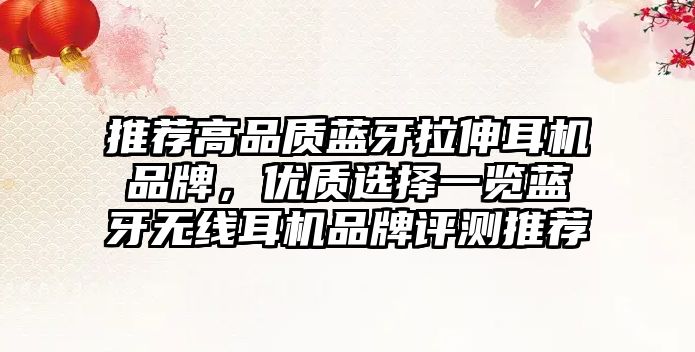 推薦高品質(zhì)藍(lán)牙拉伸耳機(jī)品牌，優(yōu)質(zhì)選擇一覽藍(lán)牙無線耳機(jī)品牌評測推薦